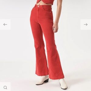 Rollas Red corduroy flared pants